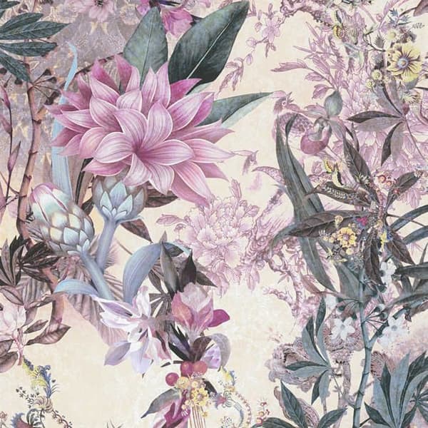 Tapet Blommor M1-No.785 Non-woven tapet Rosa Vit Blommig Floral