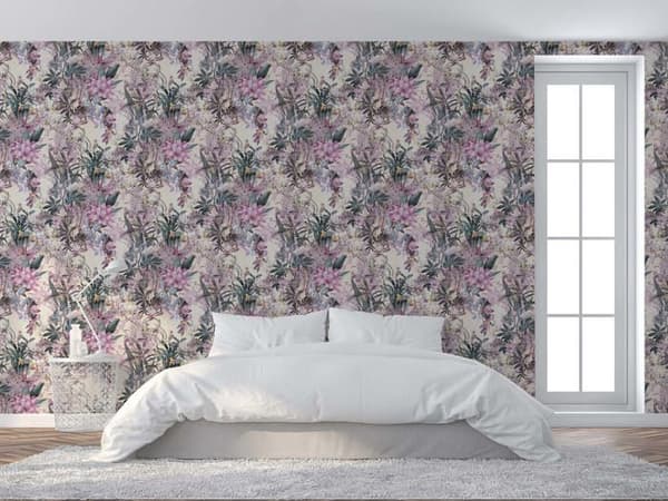 Tapet Blommor M1-No.785 Non-woven tapet Rosa Vit Blommig Floral
