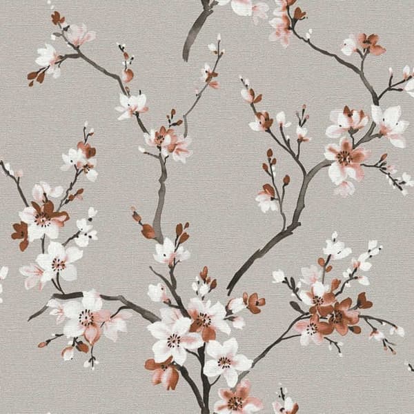 Tapet Blommor M1-No.835 Non-woven tapet Grå Brun Blommig Floral