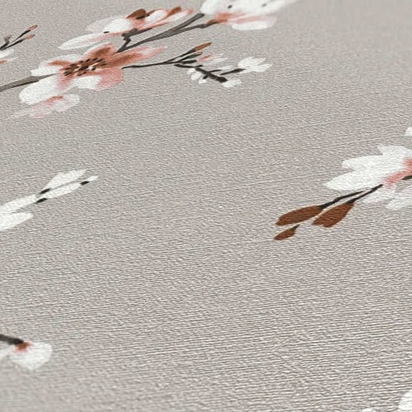 Tapet Blommor M1-No.835 Non-woven tapet Grå Brun Blommig Floral