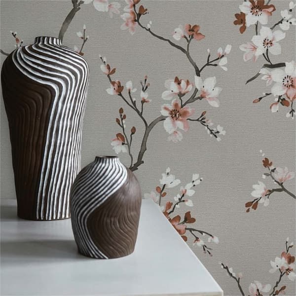 Tapet Blommor M1-No.835 Non-woven tapet Grå Brun Blommig Floral