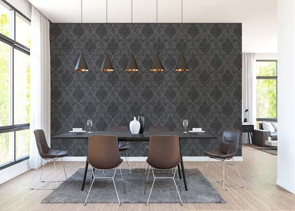 Barocktapet Samuel M1-No.901 Svart Silver Barock med ornamenter