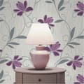 Miniatyrbild 1 av 4: Tapet Blommor Florentin M1-No.2155 Papperstapet Lila Grå Blommig