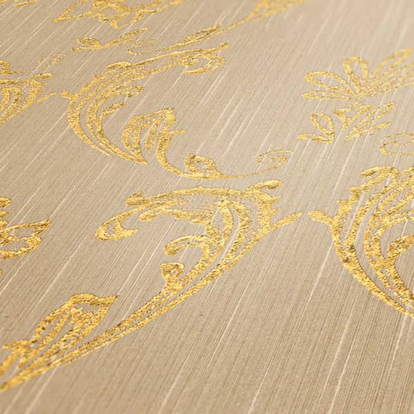 Papier väggdekoration Baroque Giulia M1-No.2171 Guld Beige Klassisk Baroque Ornament