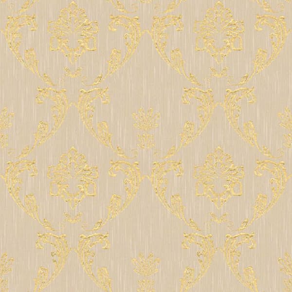 Papier väggdekoration Baroque Giulia M1-No.2171 Guld Beige Klassisk Baroque Ornament