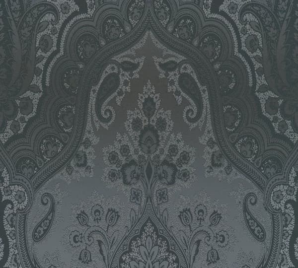 TADESSI barocktapet Samuel M1-No.1855 svart mörkgrå non-woven tapet med klassiska ornament för vardagsrum, sovrum, kök