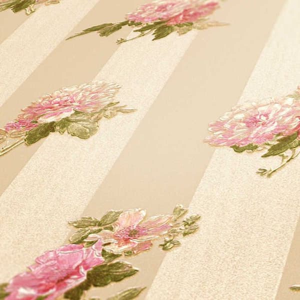 Tapet Randigt Romeo M1-No.2129 Rosa Blommor Barock Blommor