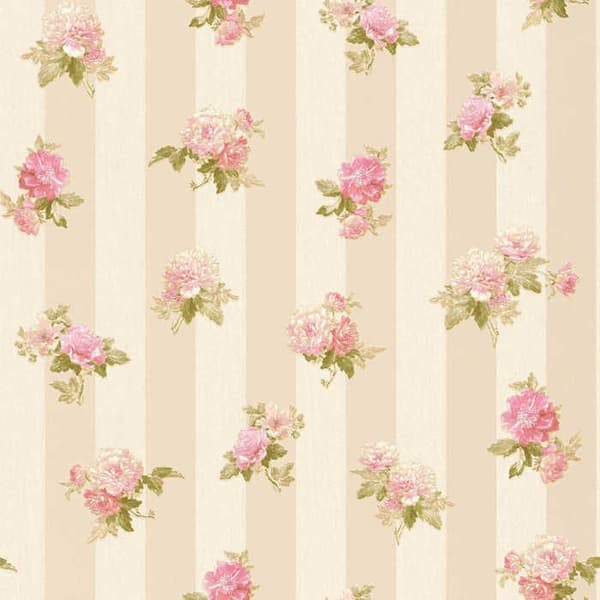 Tapet Randigt Romeo M1-No.2129 Rosa Blommor Barock Blommor