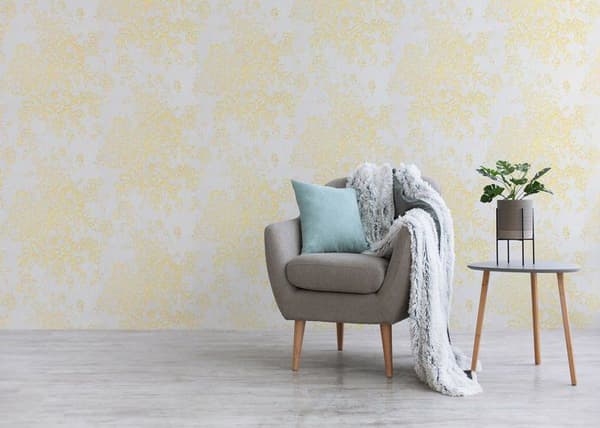 Tapet Blommor M1-No.2163 Non-woven tapet Guld Vit Blommig Abstrakt