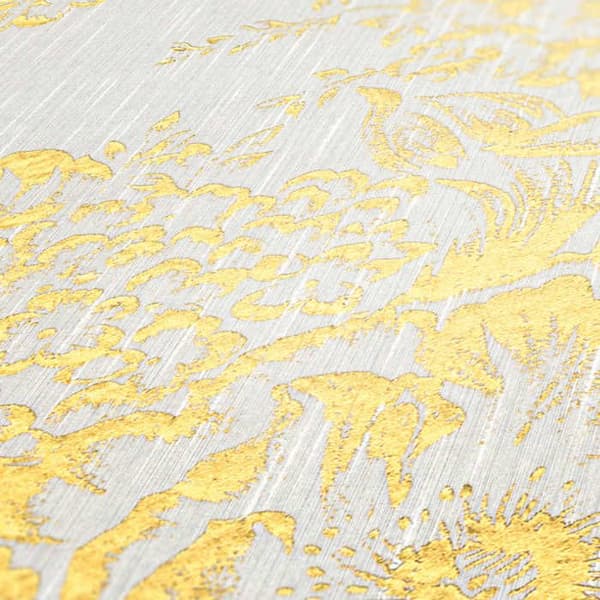 Tapet Blommor M1-No.2163 Non-woven tapet Guld Vit Blommig Abstrakt