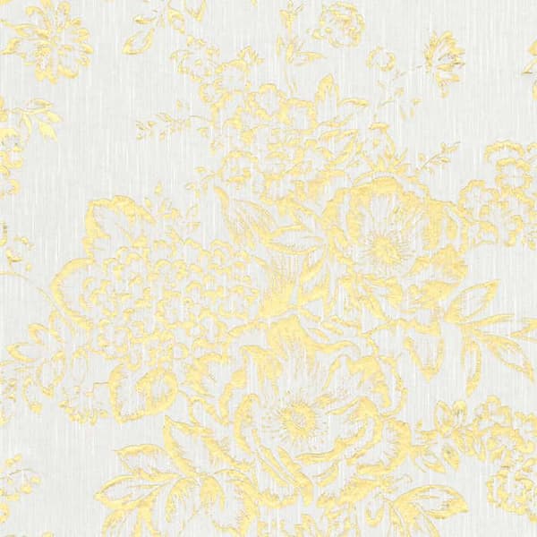 Tapet Blommor M1-No.2163 Non-woven tapet Guld Vit Blommig Abstrakt