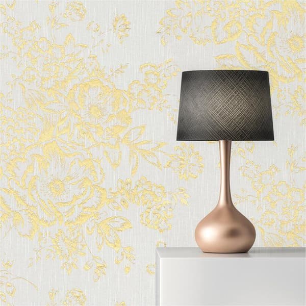 Tapet Blommor M1-No.2163 Non-woven tapet Guld Vit Blommig Abstrakt