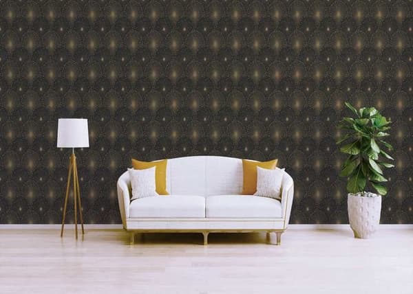 Grafiskt Tapet Meo M1-No.2148 Guld Svart Geometriskt Mönster