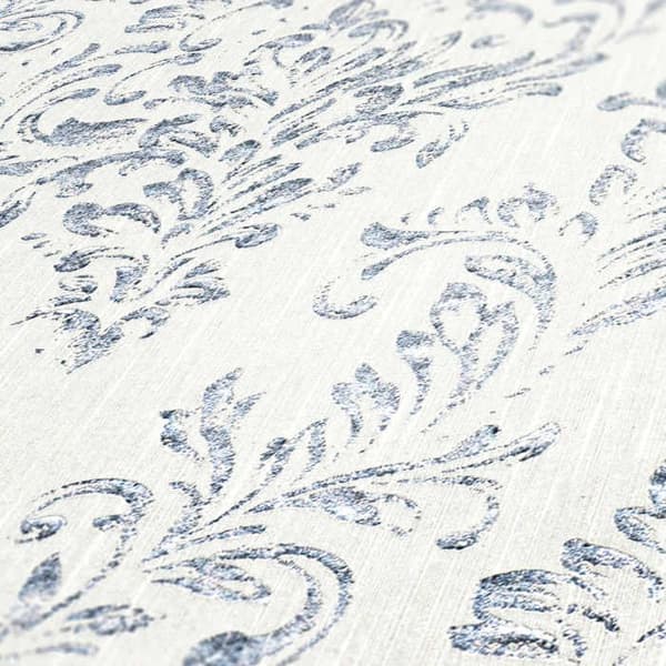 Barocktapet Giulia M1-No.2175 Silver Vit Klassisk Barock Ornament