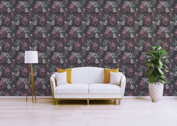 Tapet Blommor M1-No.3455 Non-woven Tapet Rosa Grå Blommig Natur