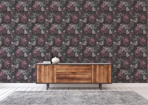 Tapet Blommor M1-No.3455 Non-woven Tapet Rosa Grå Blommig Natur