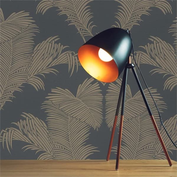 Papper Tapet Löv Aurora M1-No.1690 Non-vävt tapet Guld Grå Palm