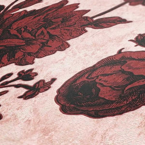 TADESSI tapet blommor Lenni M1-No.1841 non-woven tapet röd rosa blommönster naturlig vardagsrum sovrum kök