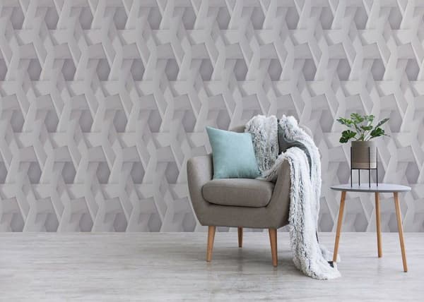 Tapet 3D Effek Leonardo M1-No.3558 Grå Vit 3D Geometrisk Tapet