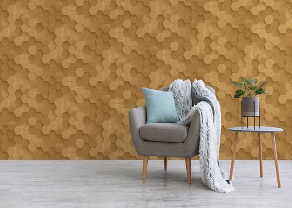 Tапet 3D-effekt Leonardo M1-No.3564 Guld 3D Geometrisk Tapet