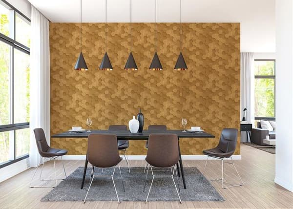Tапet 3D-effekt Leonardo M1-No.3564 Guld 3D Geometrisk Tapet