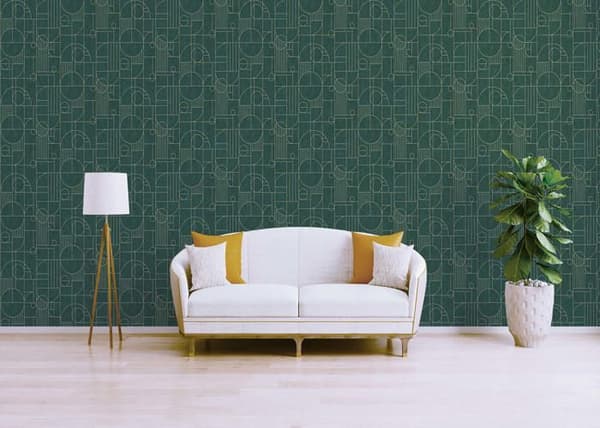TADESSI grafiskt tapet Mauro M1-No.1837 non-woven tapet opal grön guld geometrisk art déco vardagsrum sovrum kök