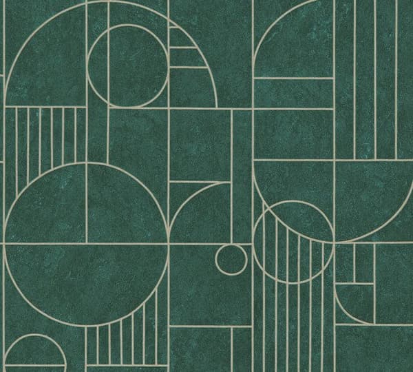 TADESSI grafiskt tapet Mauro M1-No.1837 non-woven tapet opal grön guld geometrisk art déco vardagsrum sovrum kök