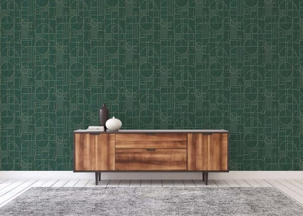 TADESSI grafiskt tapet Mauro M1-No.1837 non-woven tapet opal grön guld geometrisk art déco vardagsrum sovrum kök