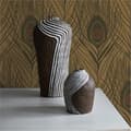 Miniatyrbild 1 av 5: Papper Tapet Boho Chic M1-No.2813 Brun Etnisk Tapet Fjädrar