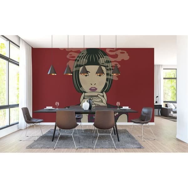 Fototapet för kvinnor M1-No.60722 - Tadessi - Digitaltryck - Röd - Beige - Asiatisk
