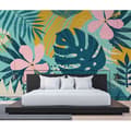 Miniatyrbild 3 av 3: Jungle Photo Wallpaper M1-No.61124 - Tadessi - Digitaltryck - Blå - Rosa - Palmer - Natur