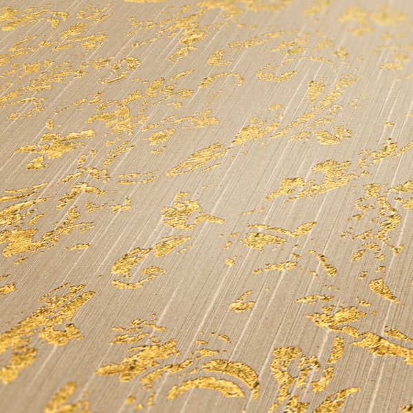 Barocktapet Giulia M1-No.2182 Beige Guld Klassisk Barock Ornament