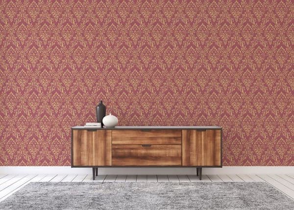 Barocktapet Giulia M1-No.2180 Guld Röd Klassisk Barock Ornament