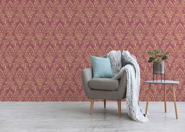 Barocktapet Giulia M1-No.2180 Guld Röd Klassisk Barock Ornament