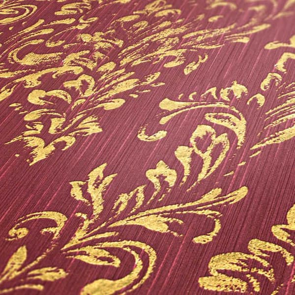 Barocktapet Giulia M1-No.2180 Guld Röd Klassisk Barock Ornament