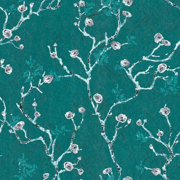 Tapet Blommor M1-No.3584 Non-woven Tapet Blå Grå Blomstrande Natur