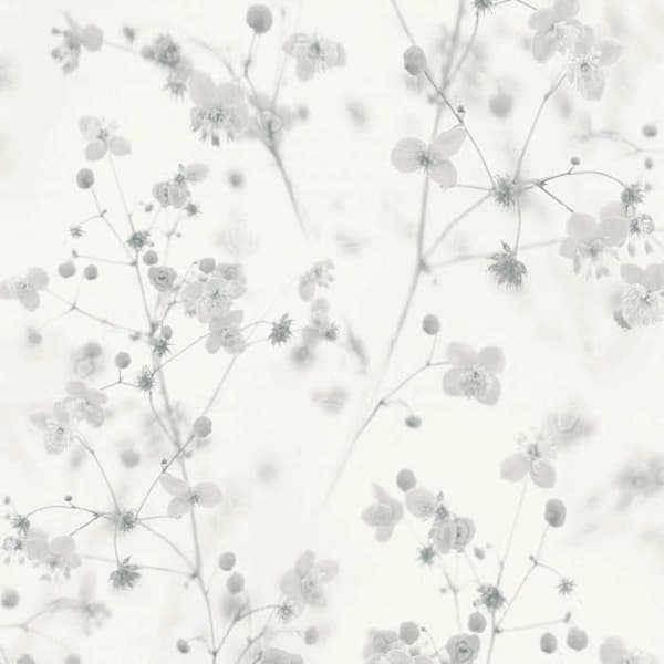 Tapet Blommor M1-No.3573 Non-woven Tapet Vit Grå Blommig Natur