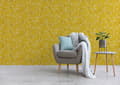 Miniatyrbild 3 av 5: Tapet Blommor M1-No.3582 Non-woven tapet Gul Grå Floral Natur