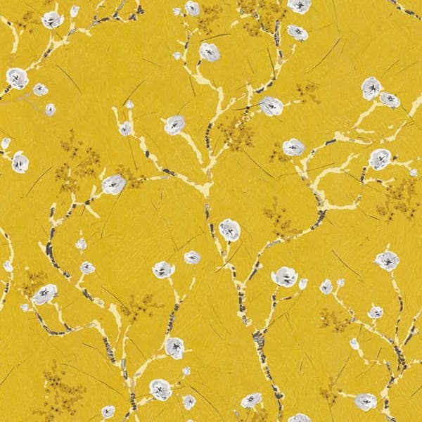 Tapet Blommor M1-No.3582 Non-woven tapet Gul Grå Floral Natur
