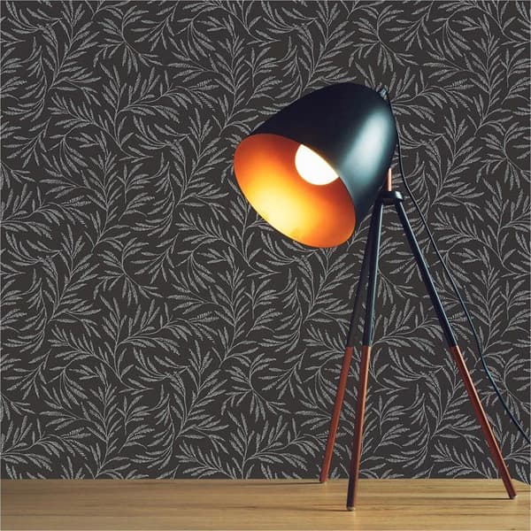 Papper Tapet Löv M1-No.2352 Antracit Grenar Natur Blommig