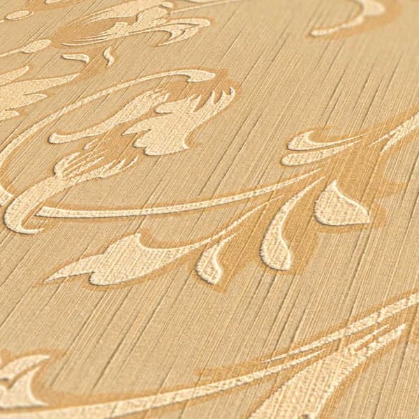 Papper Tapet Blommor M1-No.3796 Orange Beige Klassisk Barock