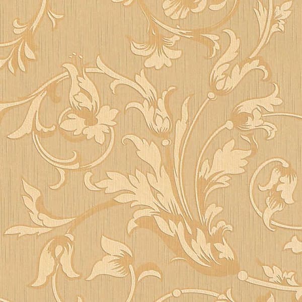 Papper Tapet Blommor M1-No.3796 Orange Beige Klassisk Barock