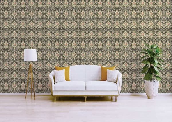 Barocktapet Raffaele M1-No.2484 Guld Svart Klassisk Ornament Blommor