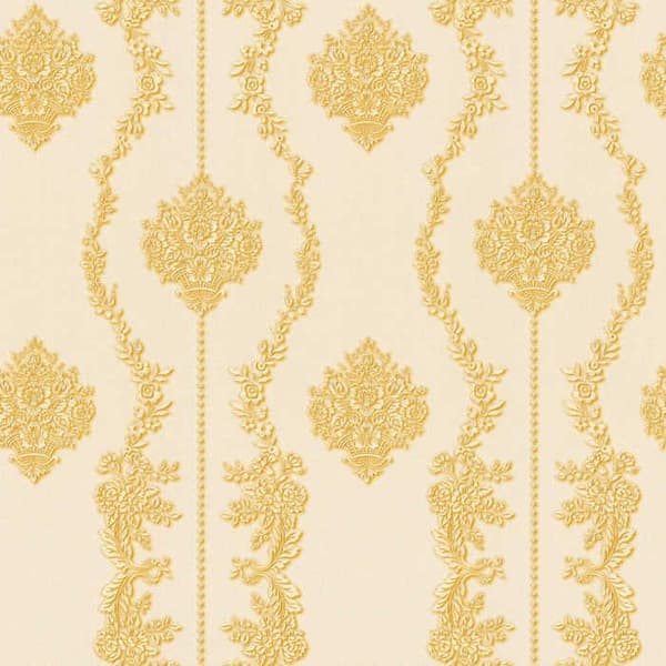 Barocktapet Alessia M1-No.2513 Gul Crème Klassisk Barock Ornament