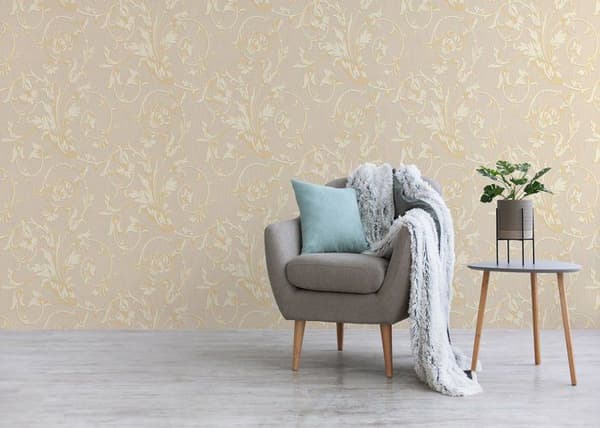 Tapet Blommor M1-No.3795 Non-woven tapet Kräm Guld Klassisk Barock