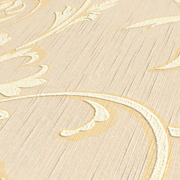 Tapet Blommor M1-No.3795 Non-woven tapet Kräm Guld Klassisk Barock