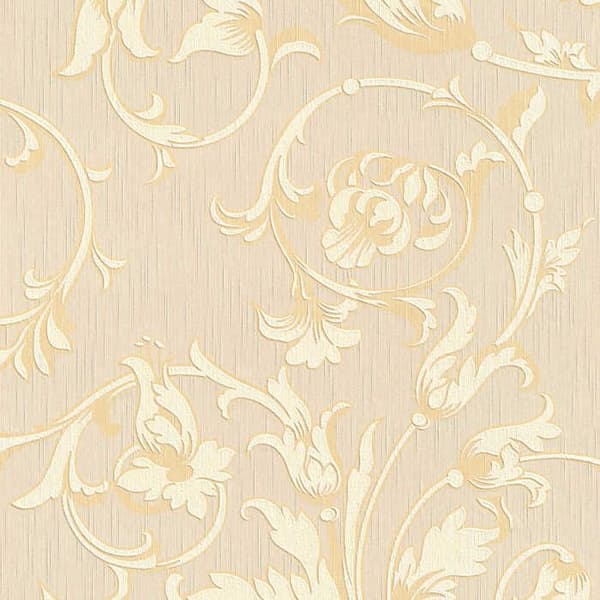 Tapet Blommor M1-No.3795 Non-woven tapet Kräm Guld Klassisk Barock