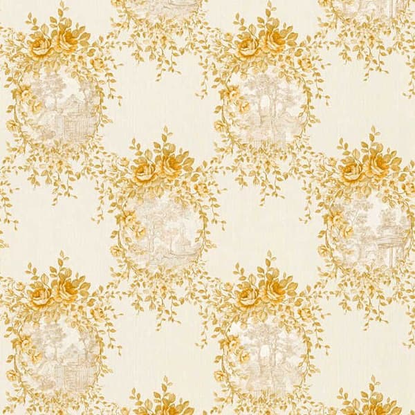Tapet Blommor M1-No.2518 Non-woven Tapet Guld Beige Klassisk Blommönster
