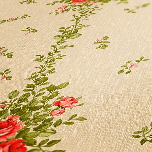 Papir Tapet Blomster Carlos M1-No.2521 Rød Grønn Blomstret Klassisk