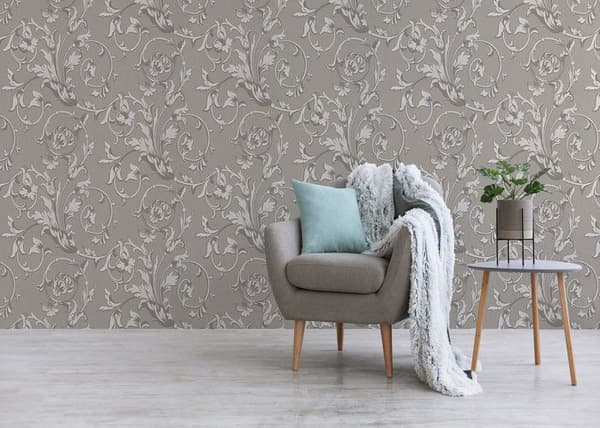 Papper Tapet Löv Ginevra M1-No.3799 Taupe Natur Klassisk
